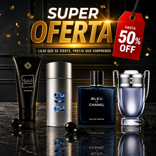 🔥 ¡OFERTA ESPECIAL! 212 Men Heroes + Bleu de Chanel + Invictus + Kutamrah